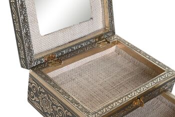 COFFRET A BIJOUX ALUMINIUM JUTE 17,5X12,5X8,5 YOGA CHAMPAGNE JO205063 3