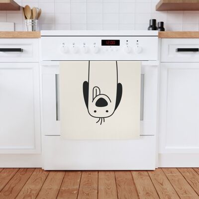 Strofinaccio in cotone con cane Spaniel, 50 x 70 cm, cotone biologico, strofinaccio da cucina ecologico con orsetto, asciugamano da bagno con orsacchiotto