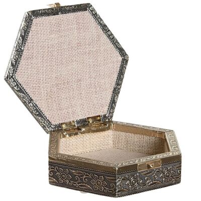 COFFRET A BIJOUX ALUMINIUM 18X18X5 YOGA CHAMPAGNE JO205067