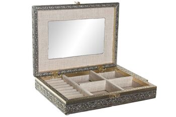 COFFRET A BIJOUX BOIS ALUMINIUM 27,5X20X5,4 YOGA CHAMPAGNE JO205070 1