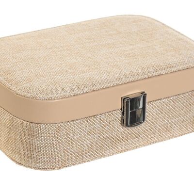 SCHMUCKKASTEN POLYESTER 20,5X14X7 SPIEGEL 12X6,5 BEIGE JO206467