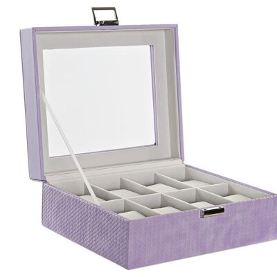 WATCH BOX PU CRYSTAL 23X20X9 8 WATCHES LILAC LD185988