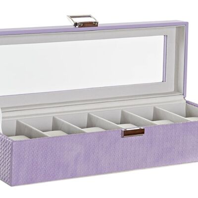 WATCH BOX PU CRYSTAL 33X11X9 6 WATCHES LILAC LD185989