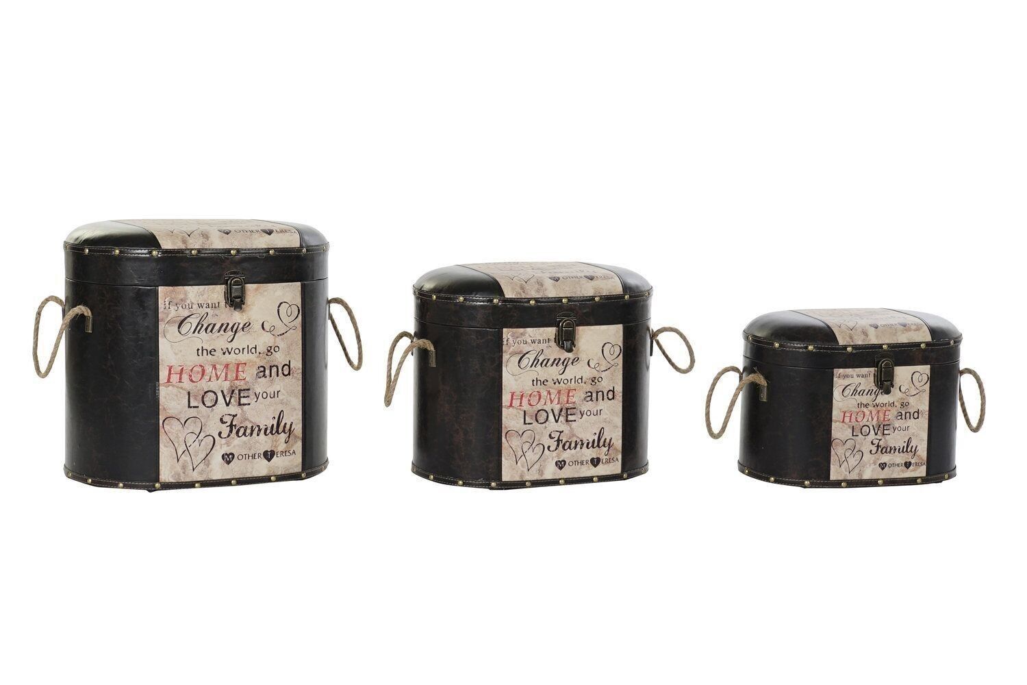 BOXSET 3 MDF PU 45X33X43 LOVE BROWN LD193409