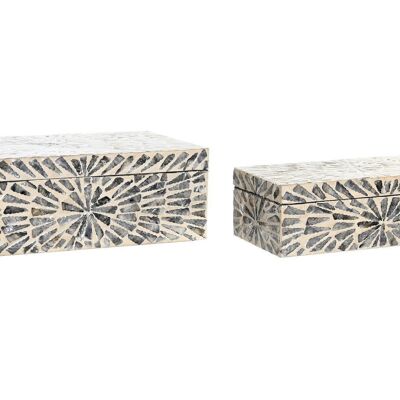 JEWELRY BOX SET 2 NACRE 36X20X13 GRAY LD194119