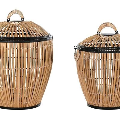 SET 2 CESTINI PORTABIANCHERIA METALLO RATTAN 48X48X55 NATURALE LD196059