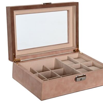 JEWELRY BOX PU 16X25X7,5 NATURAL CORK PEACH LD206376