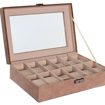 JEWELRY BOX PU MDF 29,5X20X8 WATCH BOX PEACH LD206377