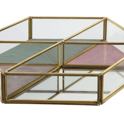 METAL GLASS JEWEL BOX 23,5X20,5X4 GOLDEN LD206400