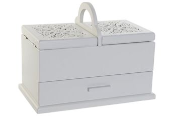 COFFRET A BIJOUX MDF VERRE 30X17X24 BLANC JO196022 4