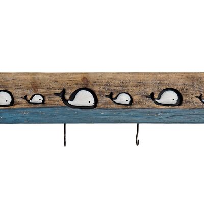 WALL HANGER WOOD METAL 85X4X33 WHALES LM204019