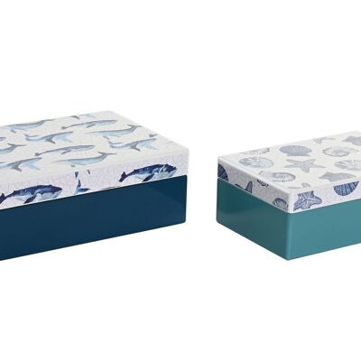 WOODEN SET 2 BOX 20X14,5X7,5 NAVY SKY BLUE LM204374