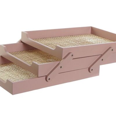 ORGANISATEUR MDF 32X24X10,5 FEUILLES ROSE LO191466