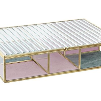 METAL GLASS JEWELRY BOX 25X17X5,5 GOLDEN VELVET LD206402