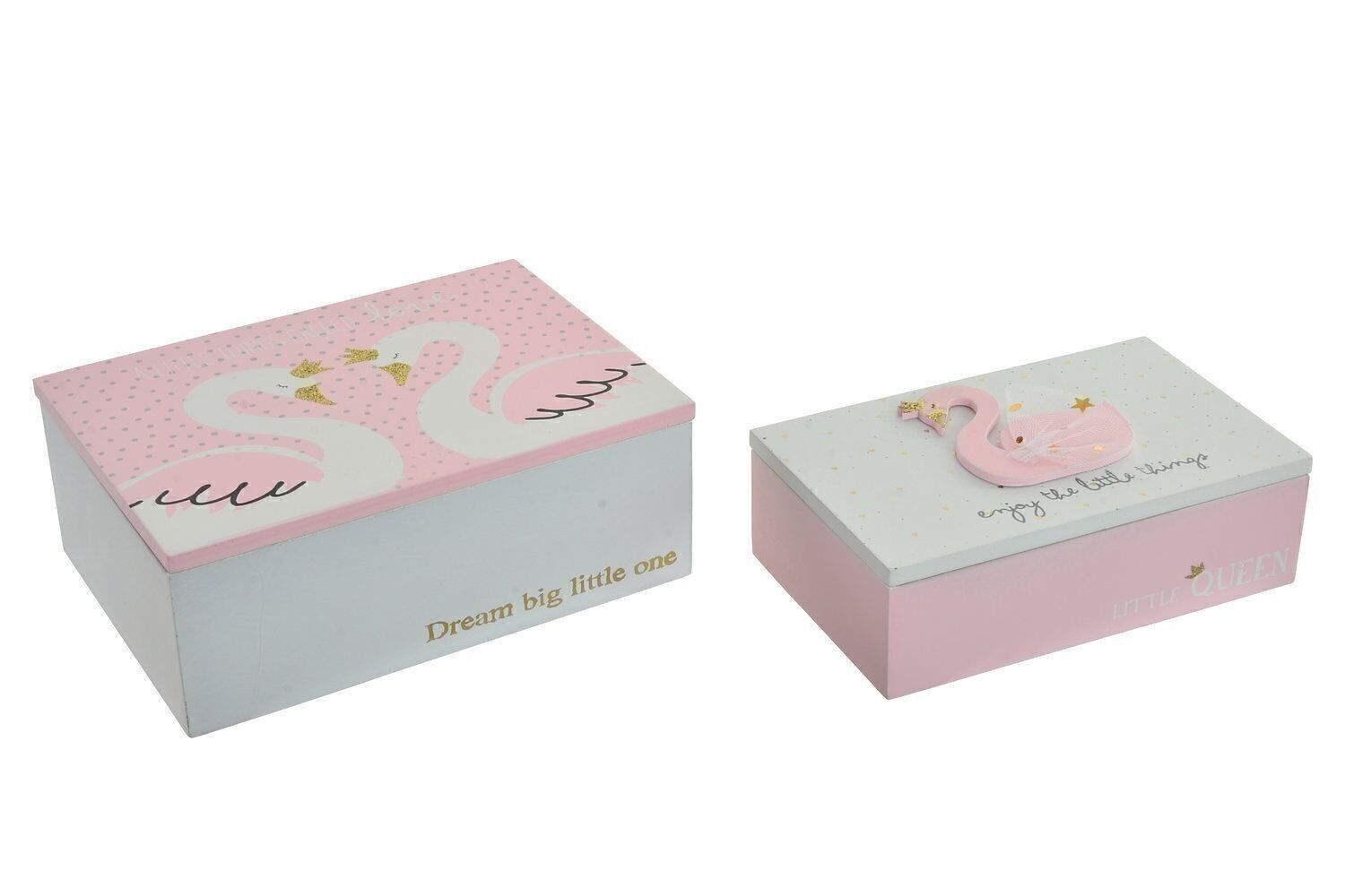 CAJA SET 2 MADERA 17X12X6 CISNE ROSA PALO LI191513