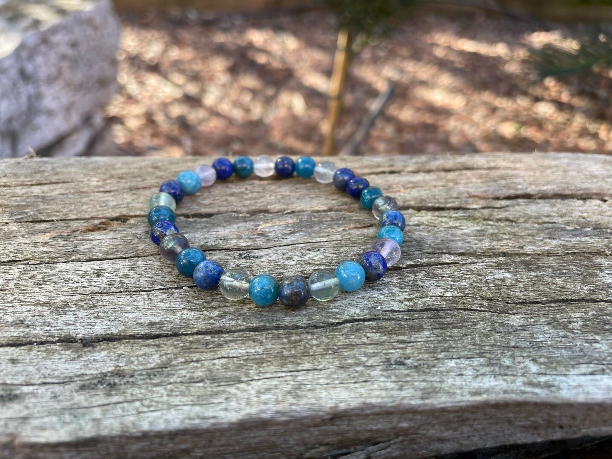 Armband hilft Gedächtnis und Konzentration "Triple Protection" Lapislazuli, Apatit und Fluorit