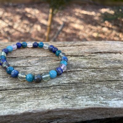 Bracelet helps memory and concentration "Triple Protection" Lapis Lazuli, Apatite and Fluorite