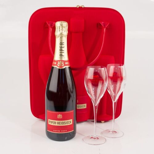 Champagne PIPER-HEIDSIECK TRAVEL FLUTE GIFT SET, CUVÉE BRUT CHAMPAGNE AOP BLANC- EDITION LIMITÉE