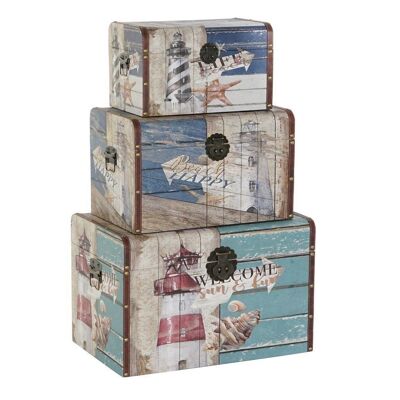 BAULE SET 3 PU LEGNO 60X40X39,5 MULTICOLORE LM203844