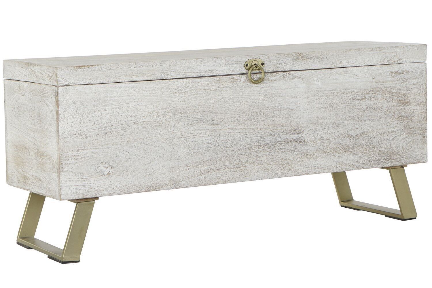 WOOD METAL TRUNK 116X40X52 DECAPE WHITE MB189204