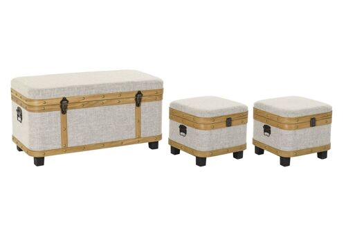 Conjunto 3 cajas de madera, forma de baúl, 9 x 19 x 15,5 cm, juego cajas  rectangulares decorativas, cierre metálico frontal, alm