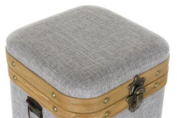 COFFRET SET 3 BOIS POLYESTER 40X40X42 GRIS MB195386 2