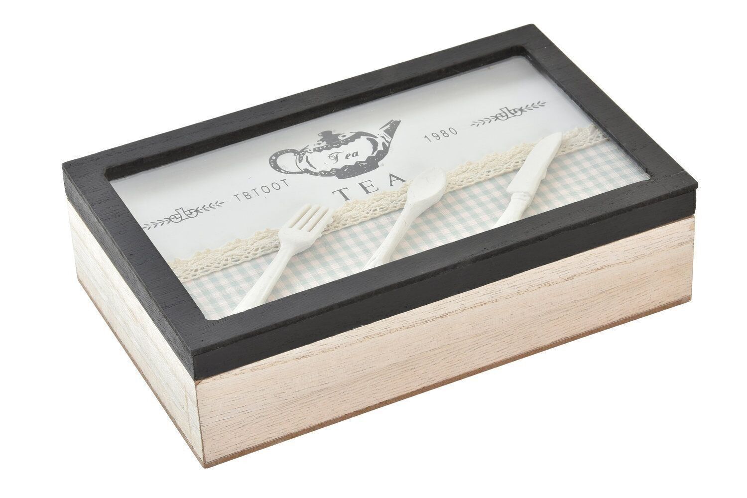 HOLZKISTE 24X15X6 CAFE VICHY MINTGRÜN PC196448