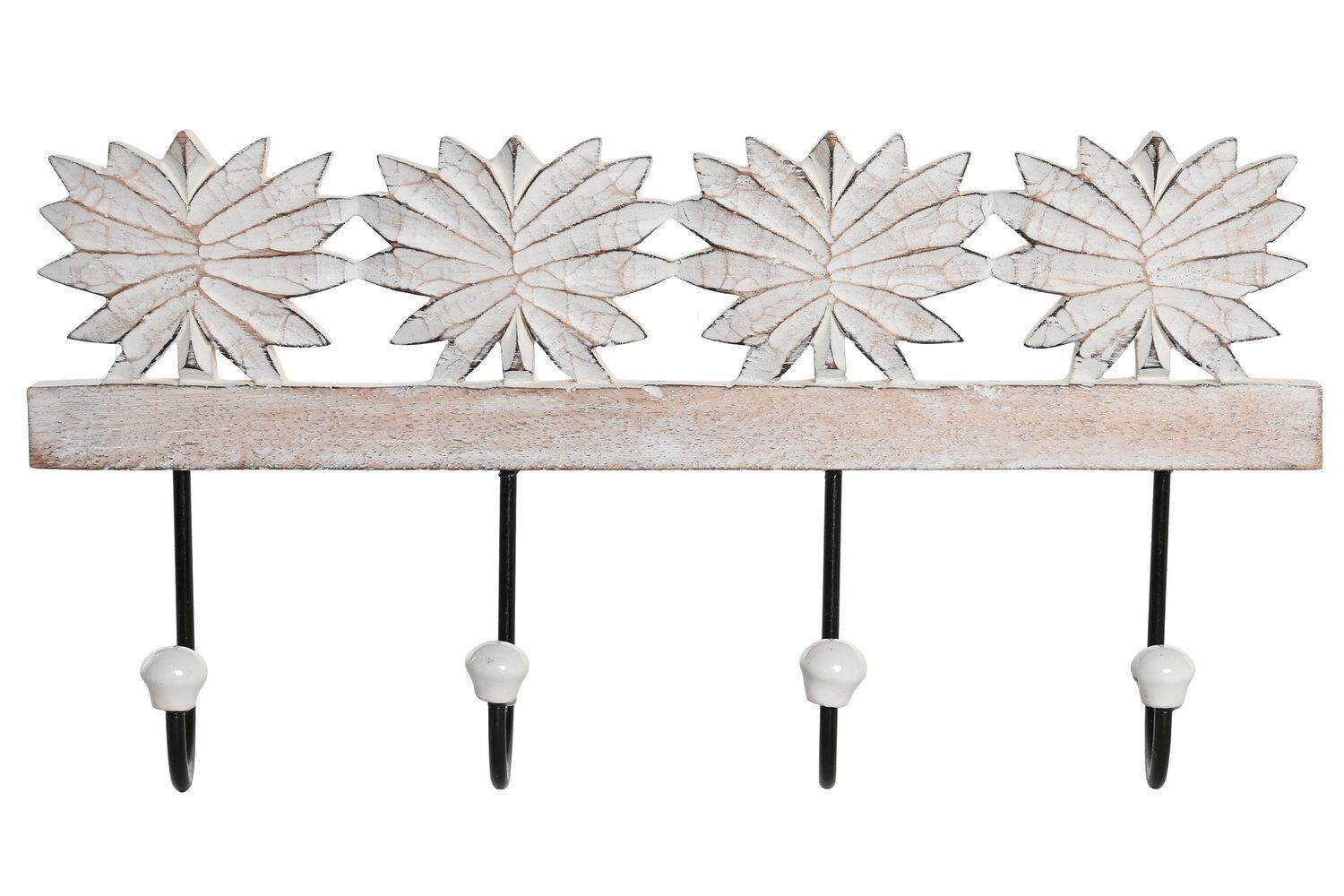 Wandgarderobe mit Eisengriff, 38 x 6 x 19 Blätter, weiß, PP205208