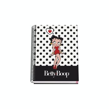 Dohe - Cahier d'école avec grille - 100 feuilles - Couverture rigide - Format 16,2x21 cm (A5) - Betty Boop