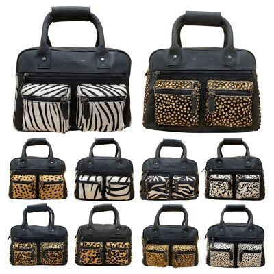 Arrigo Westernbag Black Buffalo Leather with an Animal Print