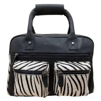 Arrigo Westernbag en cuir de buffle noir avec un imprimé animal 2