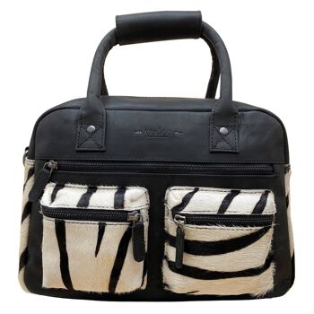 Arrigo Westernbag en cuir de buffle noir avec un imprimé animal 3