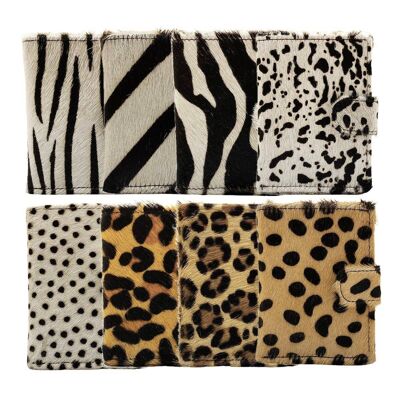 Card Holder Wallet RFID – Black Leather - Animal Print