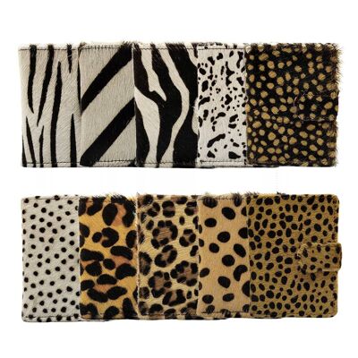 Card Holder Wallet RFID – Dark Brown Leather - Animal Print