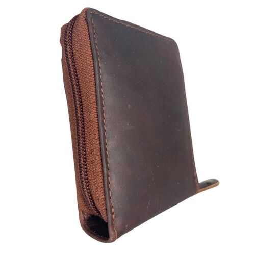 Card holder with zipper RFID Buffalo leather Card protector