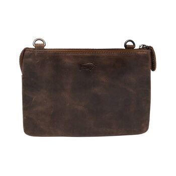 Sac Bandoulière - Pochette - Cuir Marron Foncé & Imprimé Animal 4