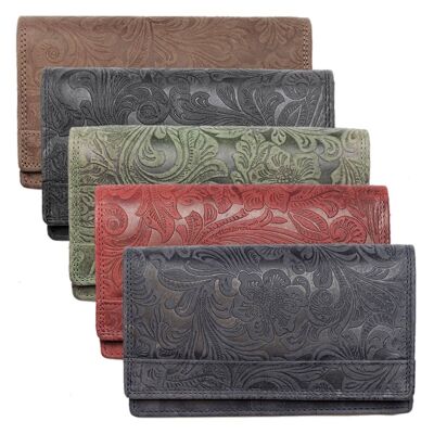 Ladies Wallet Leather - RFID - With Floral Print