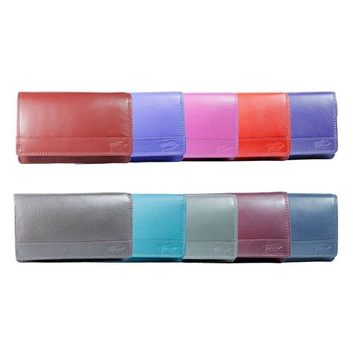 Ladies wallet Leather Harmonica - RFID - Croco Print