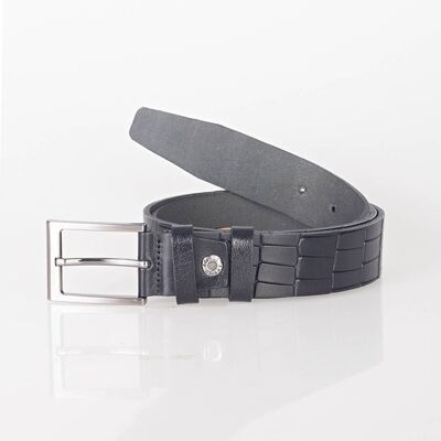 Leather Belt Of 3.5 cm Wide With Croco Print