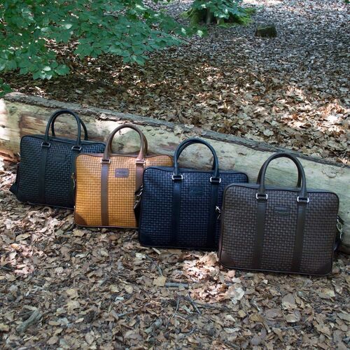 Leather Laptop Bag 15.6 Inches in 4 Colors Braided Leather