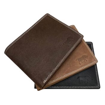 Portefeuille Billfold Pour Homme En Cuir Marron Clair 1