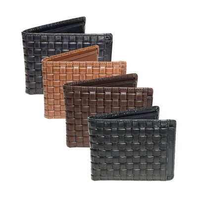 Men's Wallet with a Braided Leather Print - 4 colors