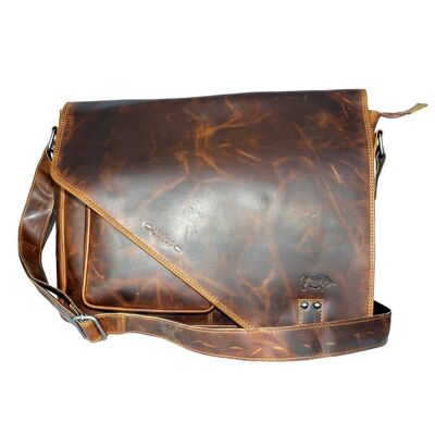 Messenger Bag with Shoulder Strap and Handle Buffalo Leather