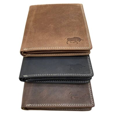 Wallet Men - Genuine Leather With Large Zipper Pocket RFID