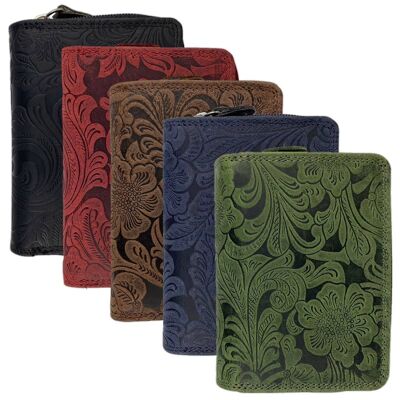 Women's Leather Wallet with Floral Print - 5 colors - Arrigo