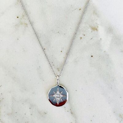 The Starburst Disc Necklace -Sterling Silver