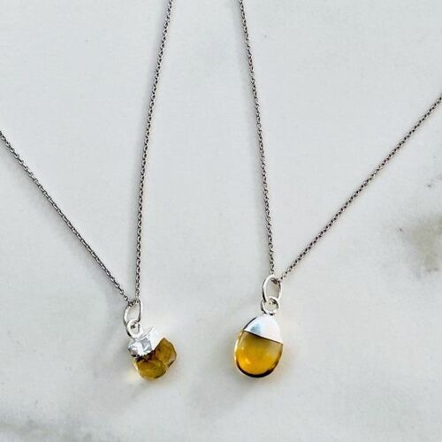 November Birthstone Necklace, Citrine - Silver Plated