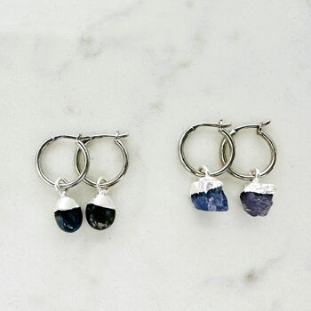 Boucles d'Oreilles Pierre de Naissance de Décembre, Tanzanite - Plaqué Argent 1