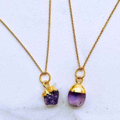 February Birthstone Necklace, Amethyst - Gold Plated