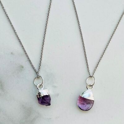 Halskette mit Geburtsstein Februar, Amethyst - versilbert